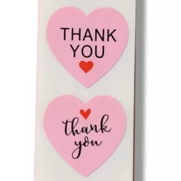 100 Pack Pink Heart Thank You Stickers 1Inch 2 Designs PRICE IS FIRM HOST PICK - Picture 2 of 2